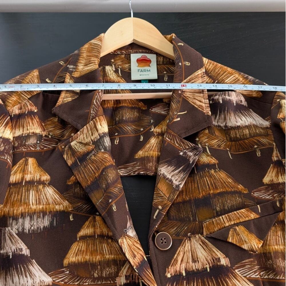 Farm Rio Shuhu Brown Cutout Single-breasted Long Sleeve Blazer Jacket, size L - Picture 7 of 13